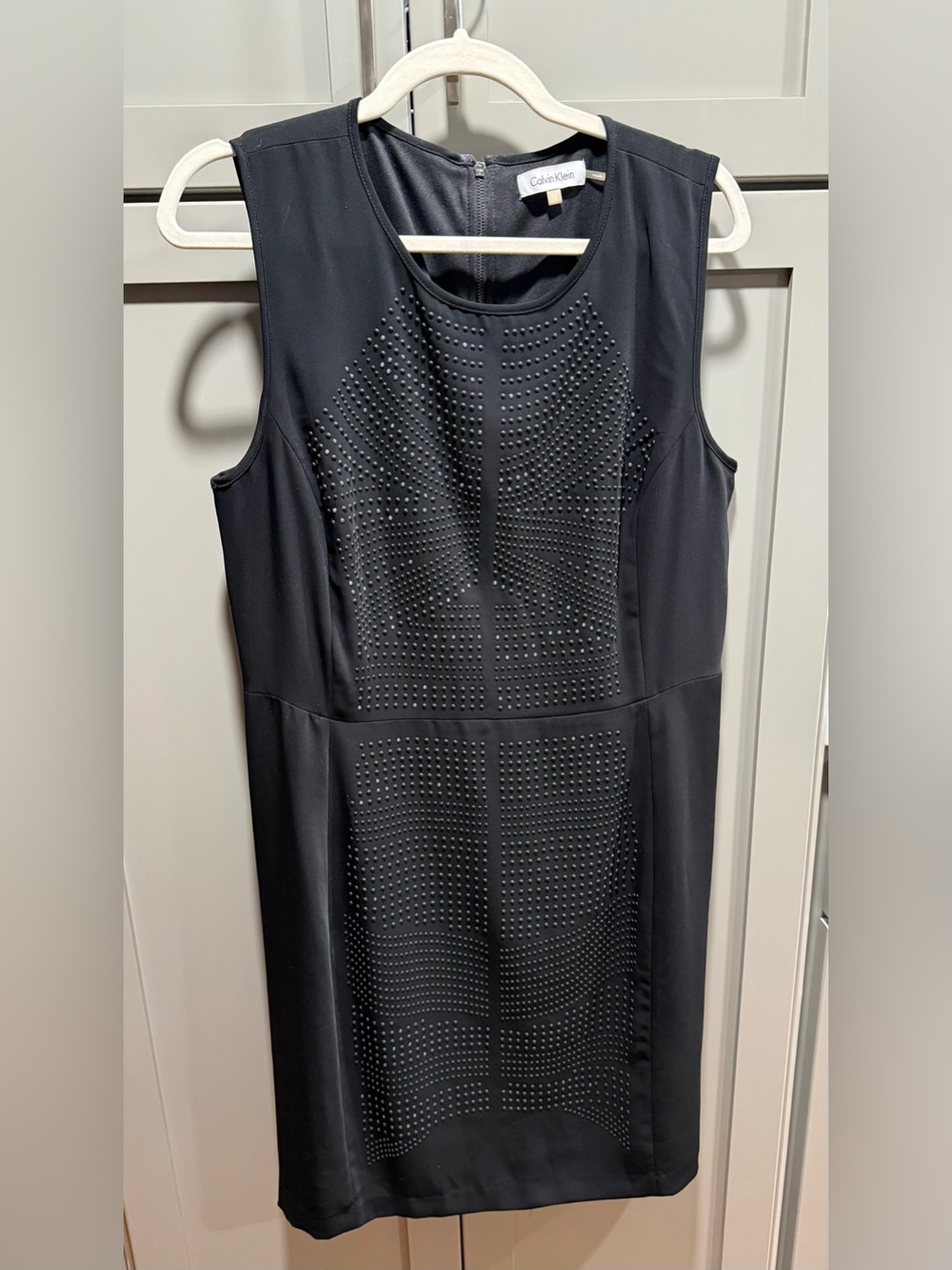 Calvin Klein Black Sleeveless Stud Detail Sheath Dress 12